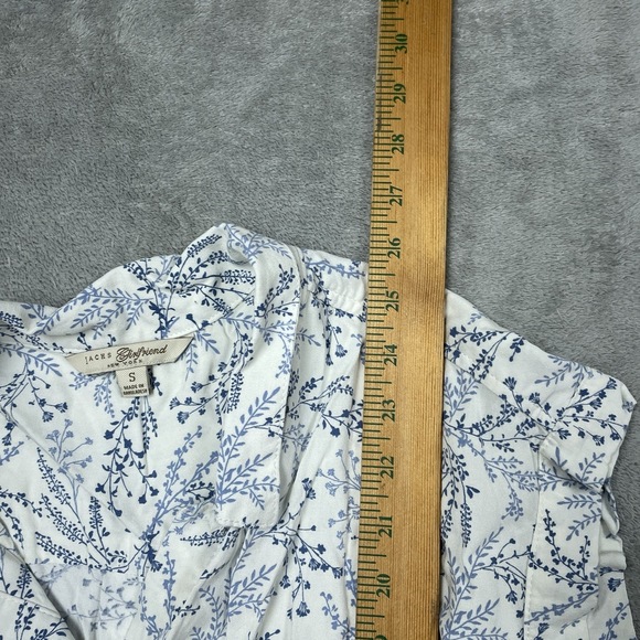 Jachs Girlfriend Women's S Floral Blouse White Blue d1423 - Picture 3 of 7